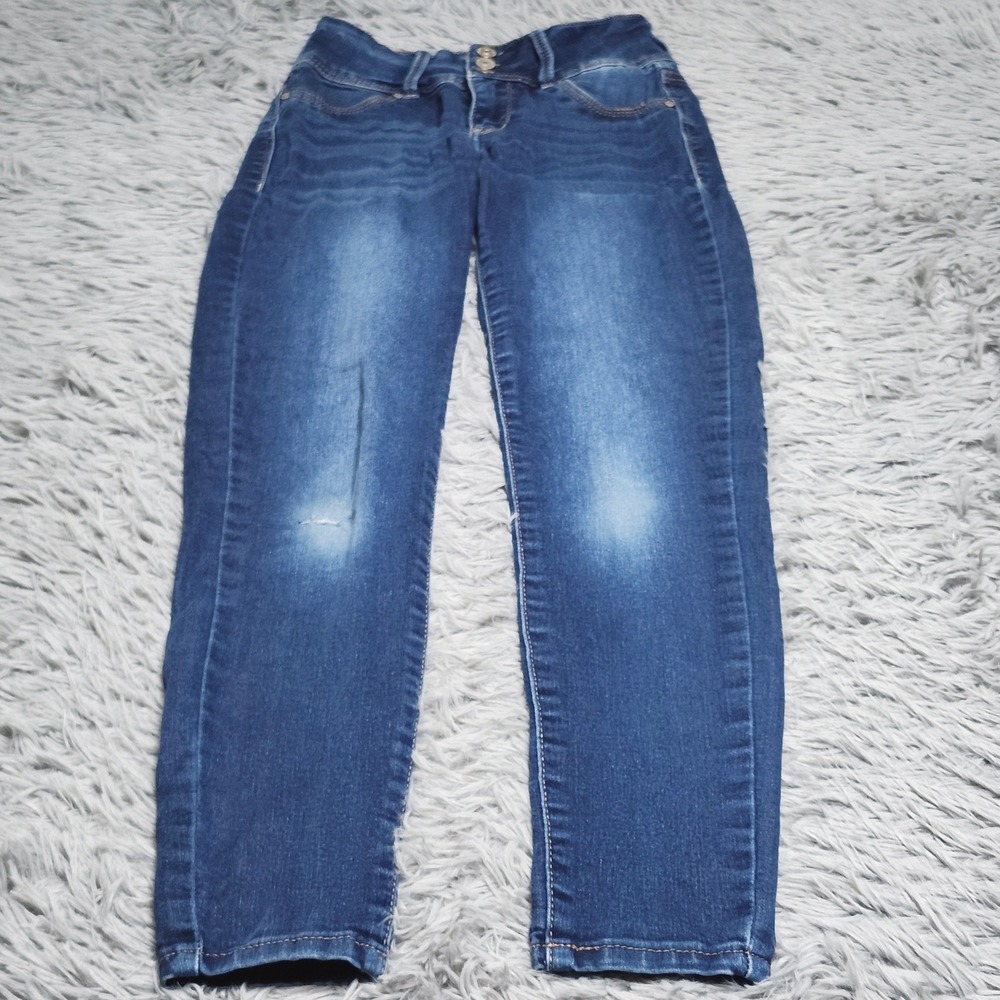 Wallflower Sassy Skinny Jeans Womens Juniors 0 Blue High Rise Denim‎ WFM10481S